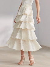 MOTF PREMIUM SOLID FUZZY LAYERED RUFFLE HEM MAXI SKIRT